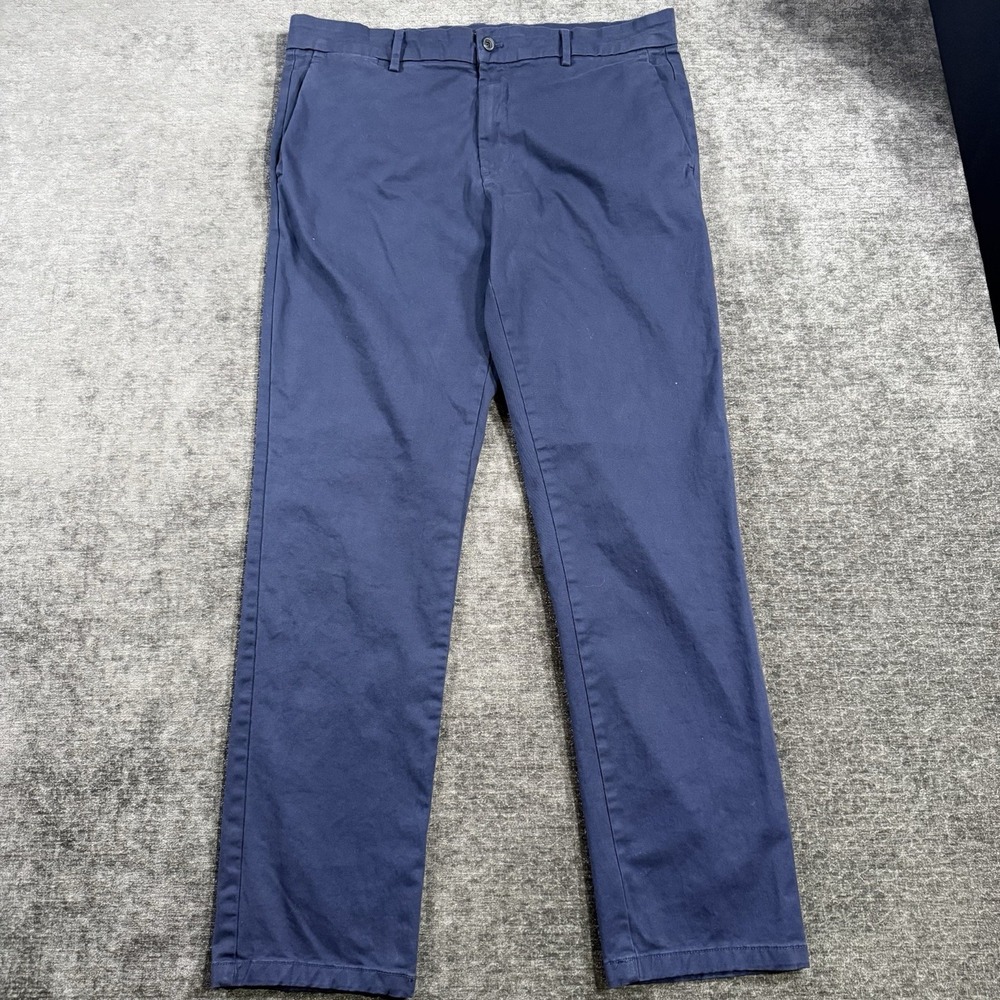 Banana Republic Chino Pants Men's Size 36x34 Navy Blue Stretch Flat Front Cotton